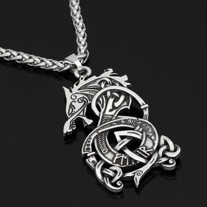 Viking Dragon Pendant Necklace